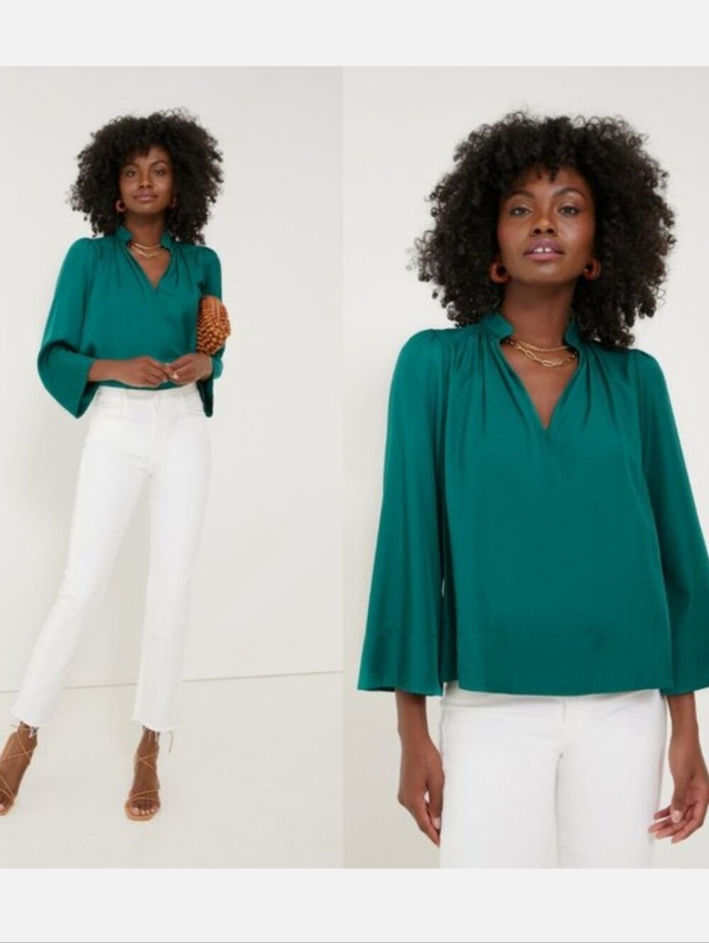 Pomander Place NEW Rosemary Phillipa Emerald Green Satin Blouse Top Size XXL